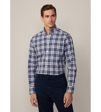 Hackett London Camicia blu Puppytooth spazzolato