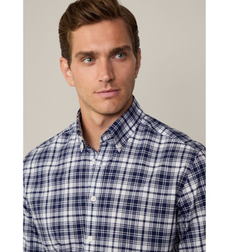 Hackett London Camicia blu Puppytooth spazzolato