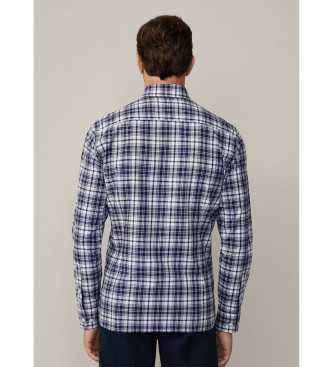 Hackett London Camicia blu Puppytooth spazzolato