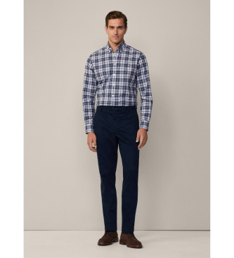 Hackett London Camicia blu Puppytooth spazzolato