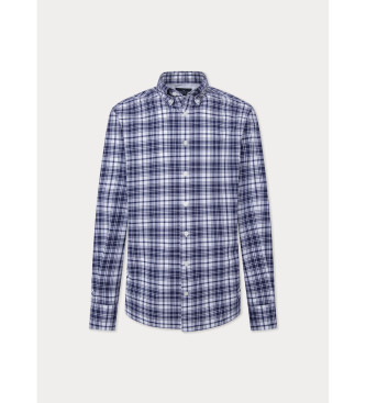 Hackett London Camicia blu Puppytooth spazzolato