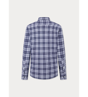 Hackett London Camicia blu Puppytooth spazzolato