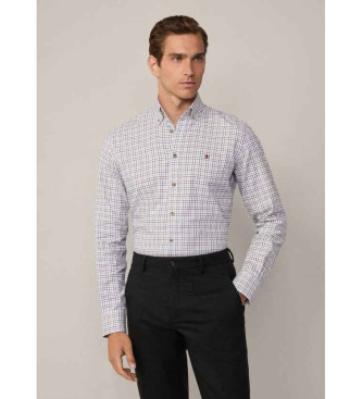 Hackett London Geborsteld Tattersal overhemd wit