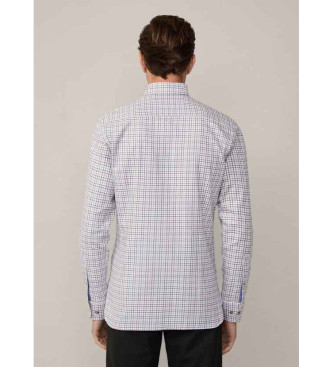 Hackett London Geborsteld Tattersal overhemd wit