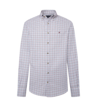 Hackett London Chemise en tattersal bross blanc