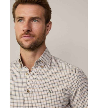 Hackett London Camisa Brushed Tattersal blanco