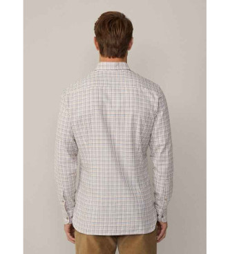 Hackett London Geborsteld Tattersal overhemd wit