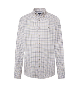 Hackett London Gebrstetes Tattersal-Hemd wei