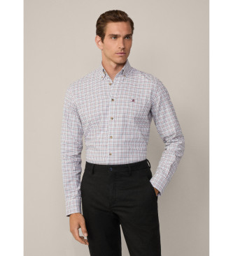 Hackett London Camisa Brushed Tattersal blanco