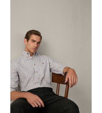 Hackett London Camisa Brushed Tattersal blanco