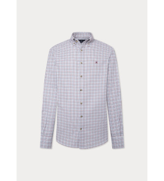 Hackett London Camisa Brushed Tattersal blanco