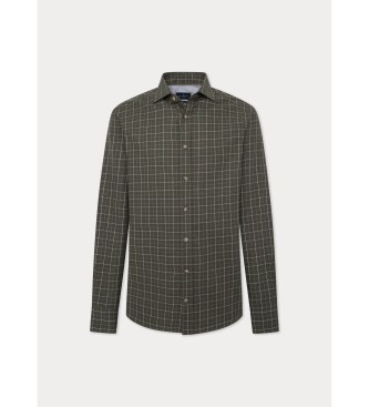 Hackett London Camisa Brushed Windowpane verde