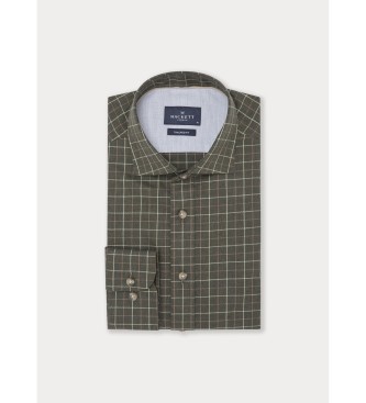 Hackett London Camisa verde escovada com vidros