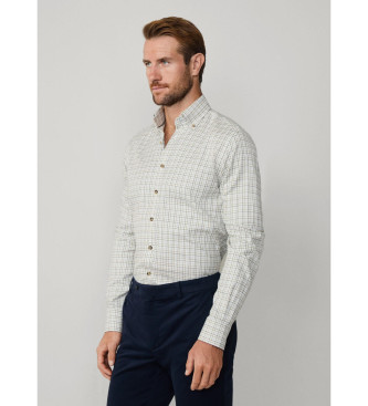 Hackett London Camisa de franela cuadros tattersall fit clsico blanco