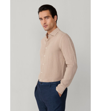 Hackett London Camisa de linho tingida de linho por medida bege