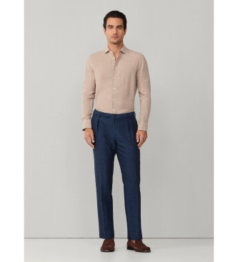 Hackett London Camisa de linho tingida de linho por medida bege