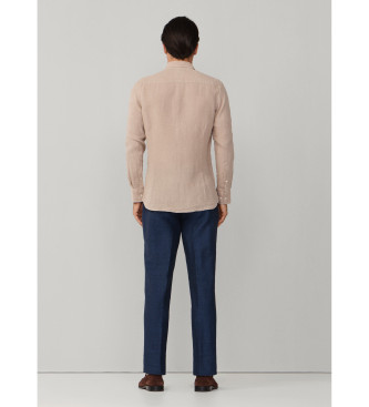 Hackett London Camisa de linho tingida de linho por medida bege