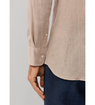 Hackett London Camisa de linho tingida de linho por medida bege
