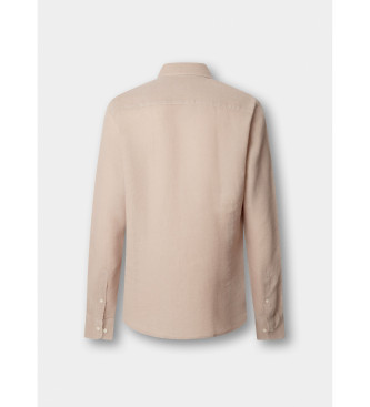 Hackett London Camisa de linho tingida de linho por medida bege