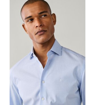 Hackett London Solidfärgad strukturerad skjorta i tailored fit, blå