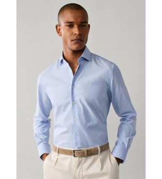 Hackett London Solidfärgad strukturerad skjorta i tailored fit, blå