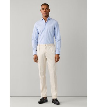 Hackett London Solidfärgad strukturerad skjorta i tailored fit, blå