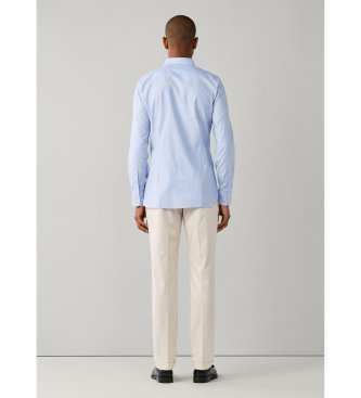 Hackett London Solidfärgad strukturerad skjorta i tailored fit, blå