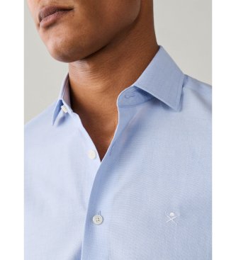 Hackett London Solidfärgad strukturerad skjorta i tailored fit, blå