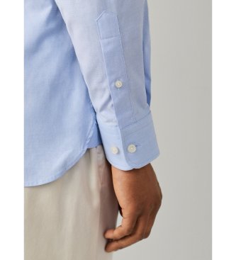Hackett London Solidfärgad strukturerad skjorta i tailored fit, blå