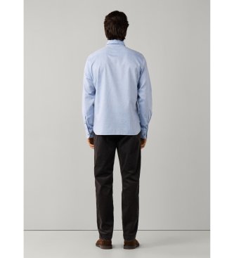 Hackett London Camisa Flannel Multi Trim azul claro
