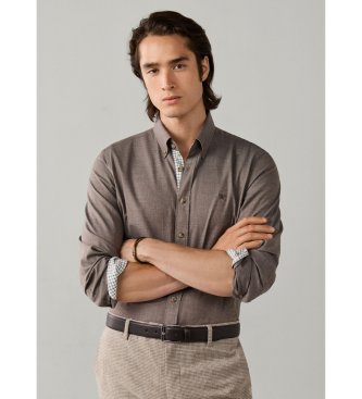 Hackett London Camisa Flannel Multi Trim taupe