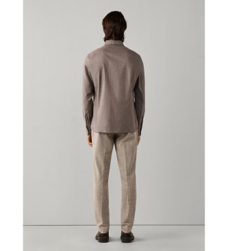 Hackett London Camisa Flannel Multi Trim taupe