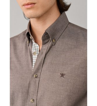 Hackett London Camisa Flannel Multi Trim taupe