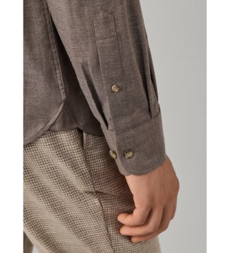 Hackett London Camisa Flannel Multi Trim taupe