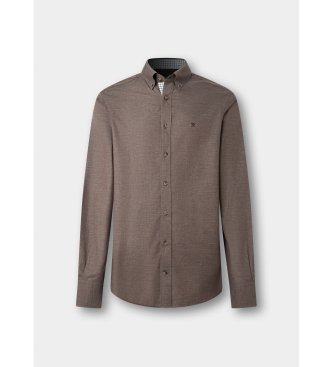 Hackett London Camisa Flannel Multi Trim taupe