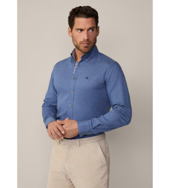 Hackett London Hemd mit Flanellbesatz blau