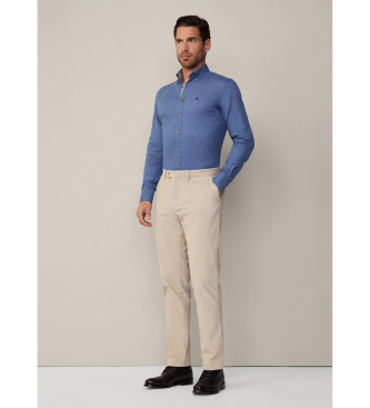 Hackett London Hemd mit Flanellbesatz blau