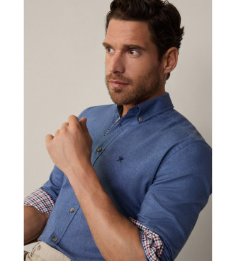 Hackett London Hemd mit Flanellbesatz blau