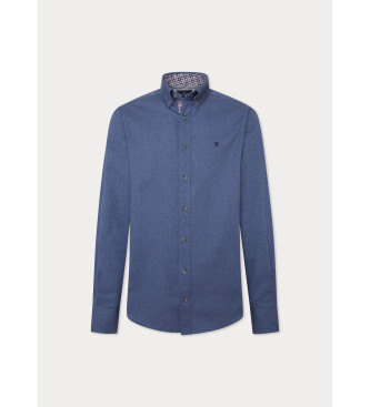 Hackett London Hemd mit Flanellbesatz blau