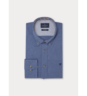 Hackett London Hemd mit Flanellbesatz blau