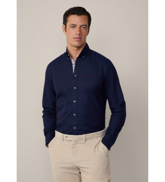 Hackett London Camisa de flanela com rebordo azul-marinho