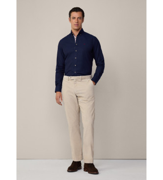 Hackett London Camisa de flanela com rebordo azul-marinho