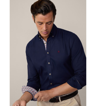 Hackett London Camisa de flanela com rebordo azul-marinho