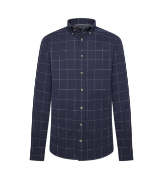 Hackett London Flannel Windowpane skjorte navy