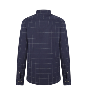 Hackett London Flannel Windowpane Shirt navy