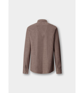 Hackett London Camisa glencheck spazzolata fit classico beige