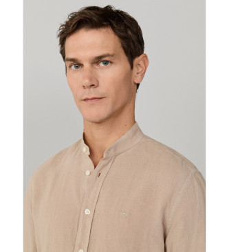 Hackett London Camisa de linho por medida bege