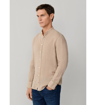 Hackett London Camisa de linho por medida bege