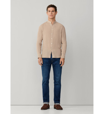 Hackett London Camisa de linho por medida bege