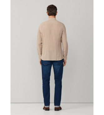 Hackett London Camisa de linho por medida bege